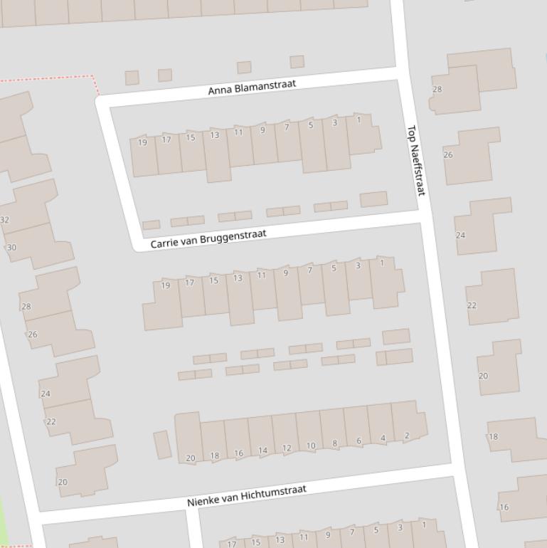 Kaart van de Carrie van Bruggenstraat.