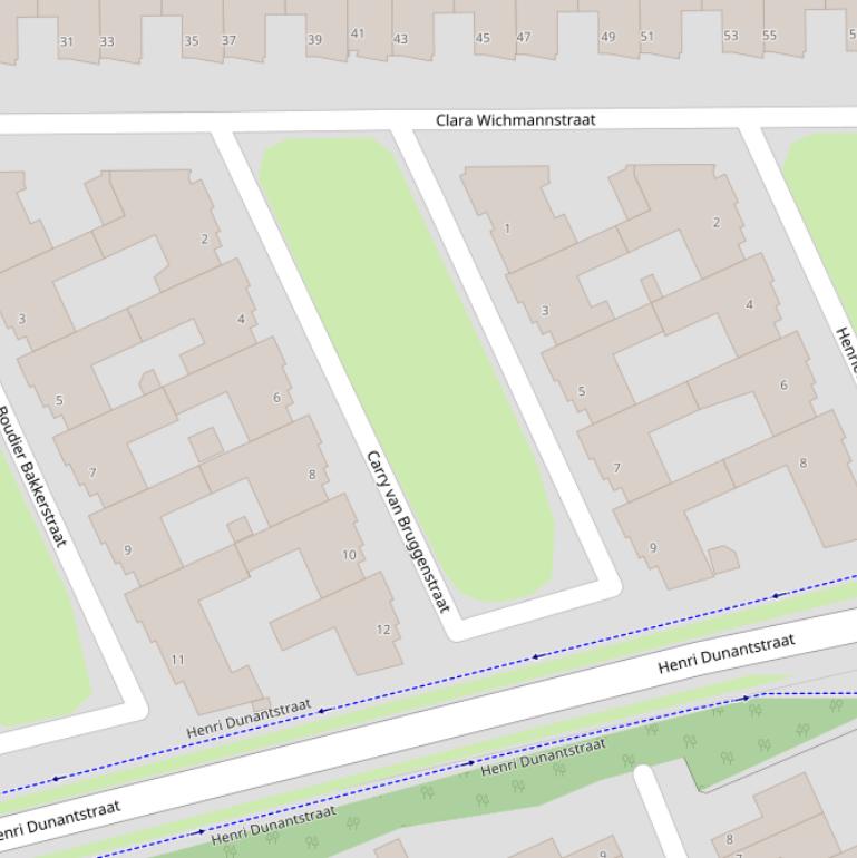 Kaart van de Carry van Bruggenstraat.