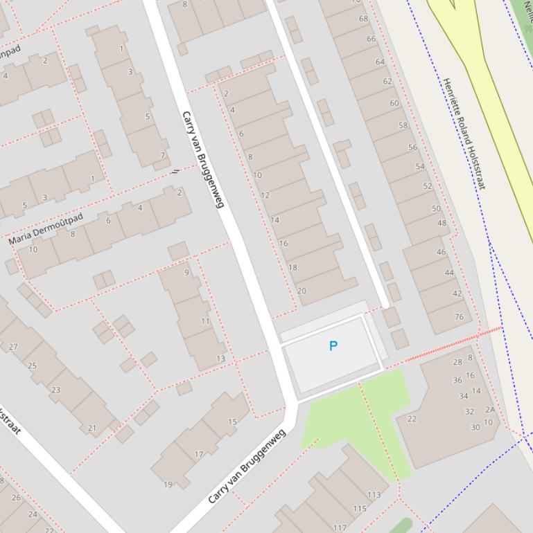 Kaart van de Carry van Bruggenweg.