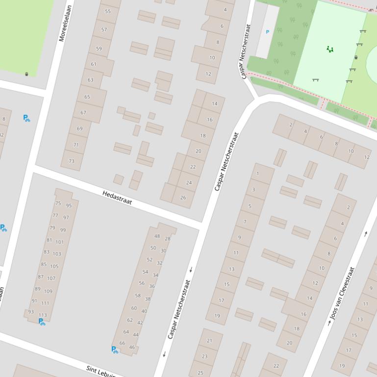 Kaart van de Caspar Netscherstraat.