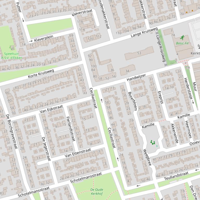 Kaart van de Ceciliastraat.