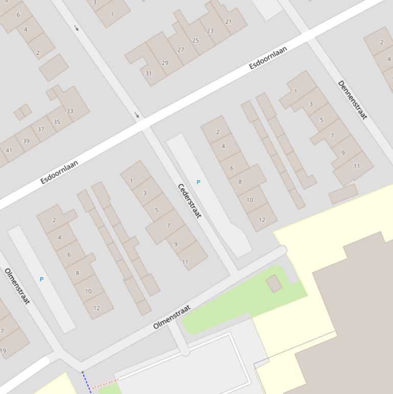 Kaart van de Cederstraat.