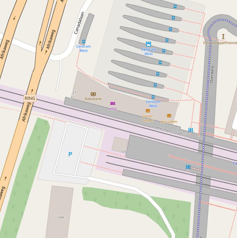 Kaart van  Centrum West.