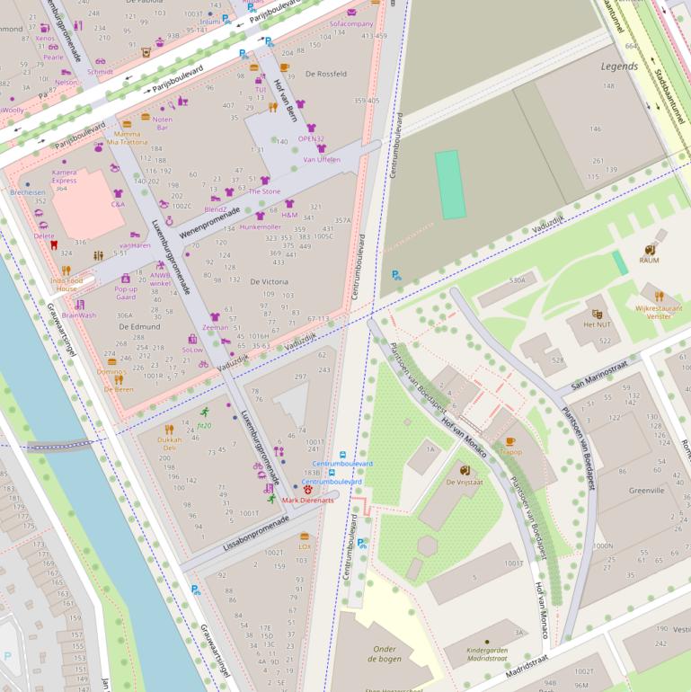 Kaart van  Centrumboulevard.