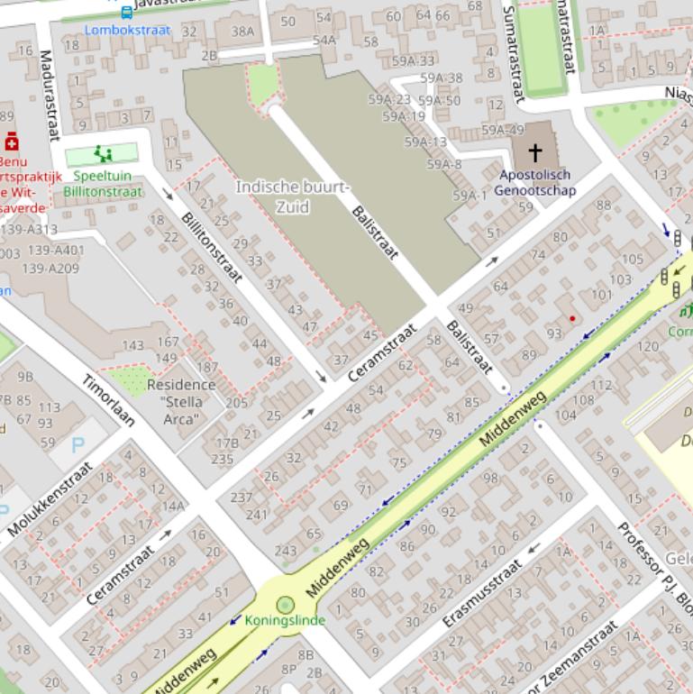 Kaart van de Ceramstraat.