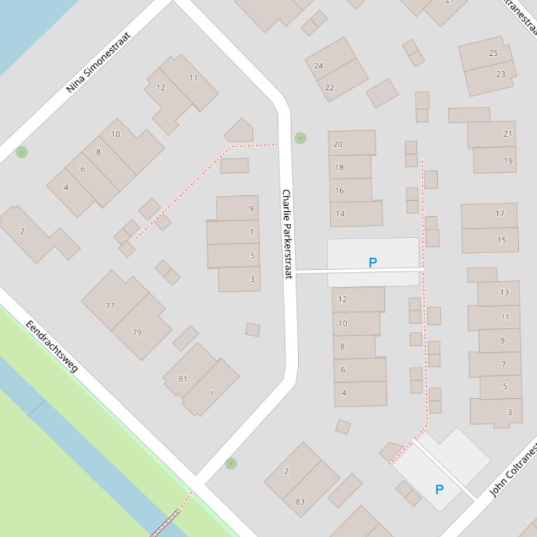 Kaart van de Charlie Parkerstraat.