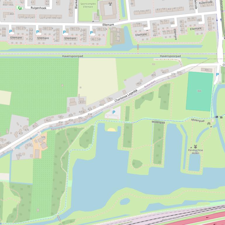 Kaart van de Charloisse Lagedijk.