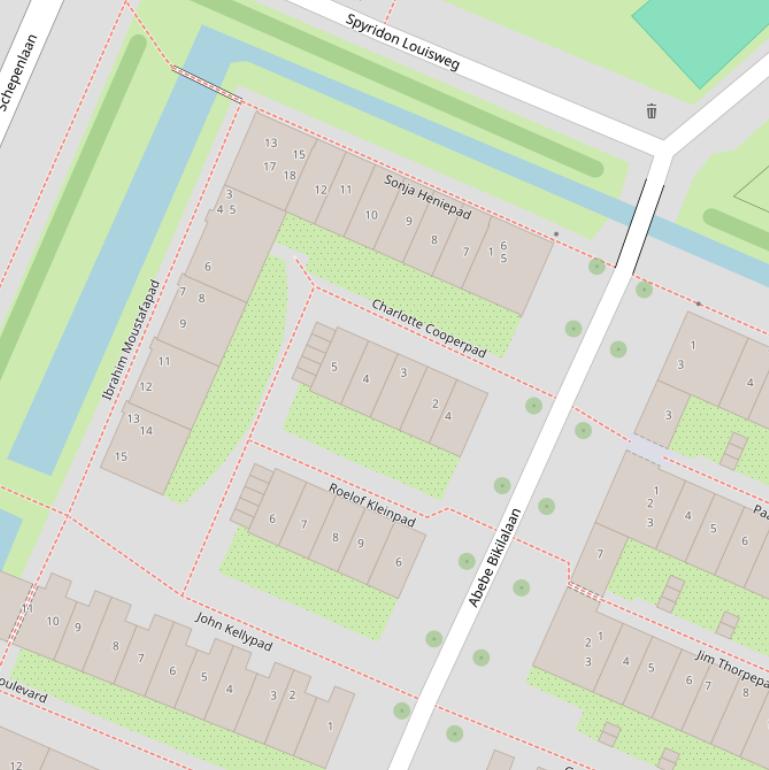 Kaart van het Charlotte Cooperpad.