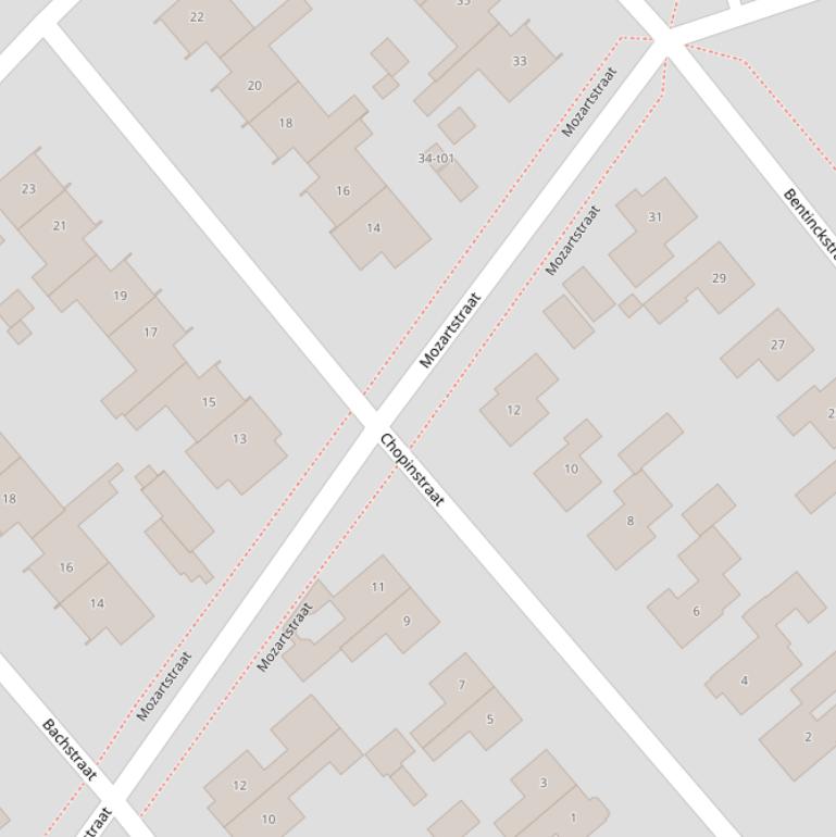 Kaart van de Chopinstraat.
