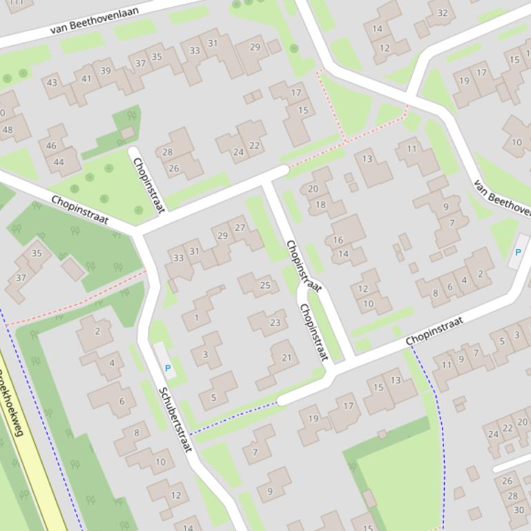 Kaart van de Chopinstraat.