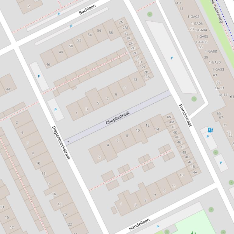 Kaart van de Chopinstraat.