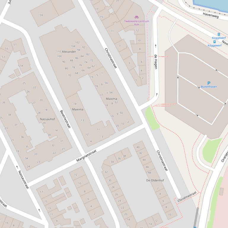 Kaart van de Christinastraat.