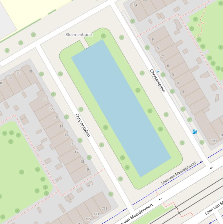 Kaart van het Chrysantplein.