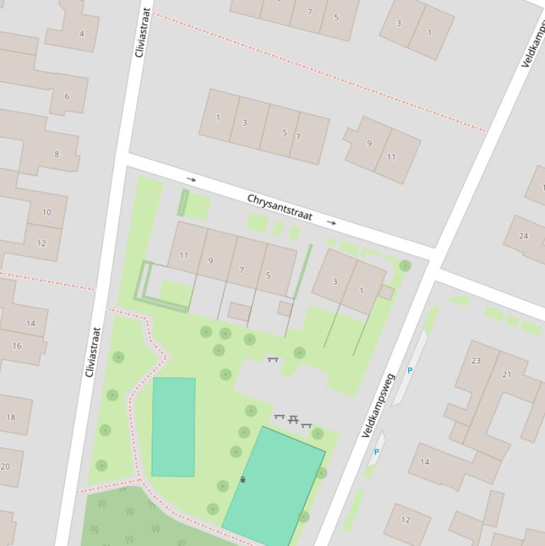 Kaart van de Chrysantstraat.