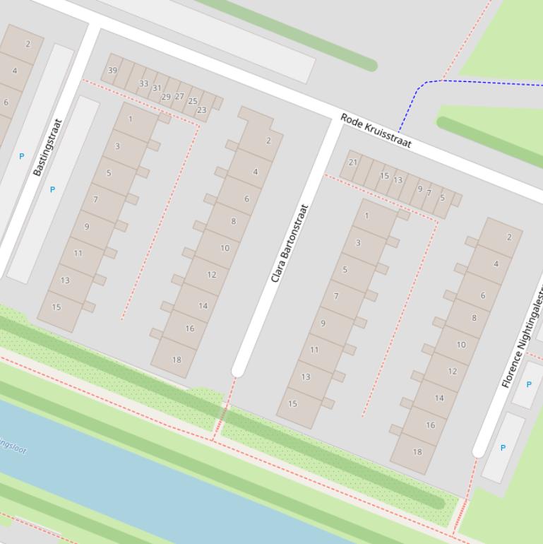 Kaart van de Clara Bartonstraat.