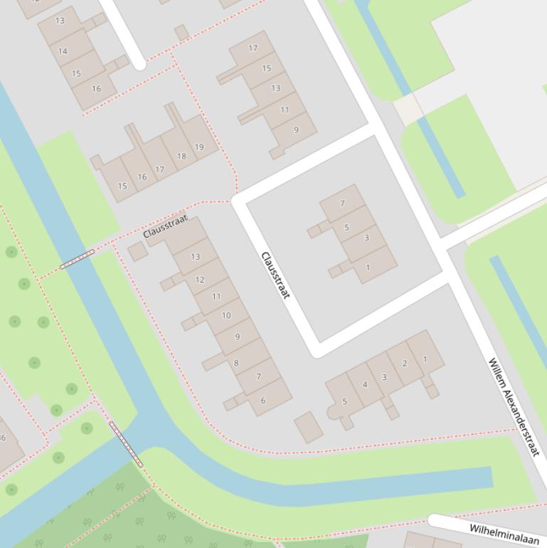 Kaart van de Clausstraat.