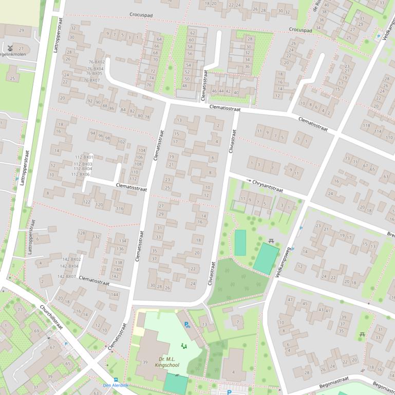 Kaart van de Clematisstraat.