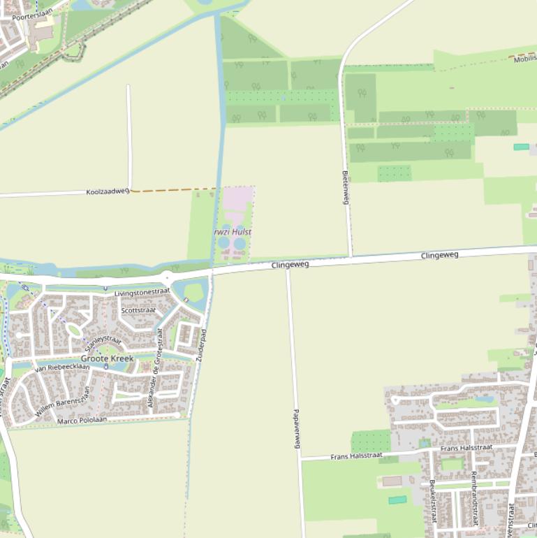 Kaart van de Clingeweg.