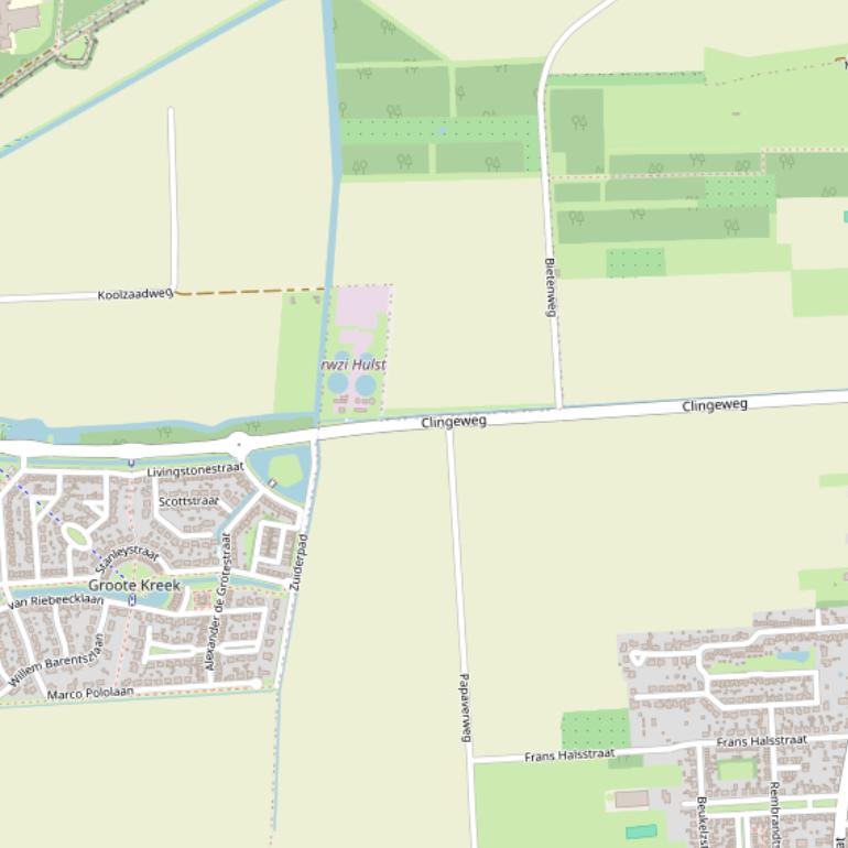 Kaart van de Clingeweg.