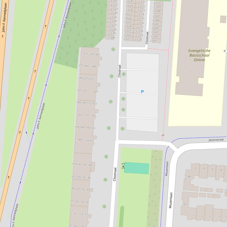 Kaart van de Cliostraat.