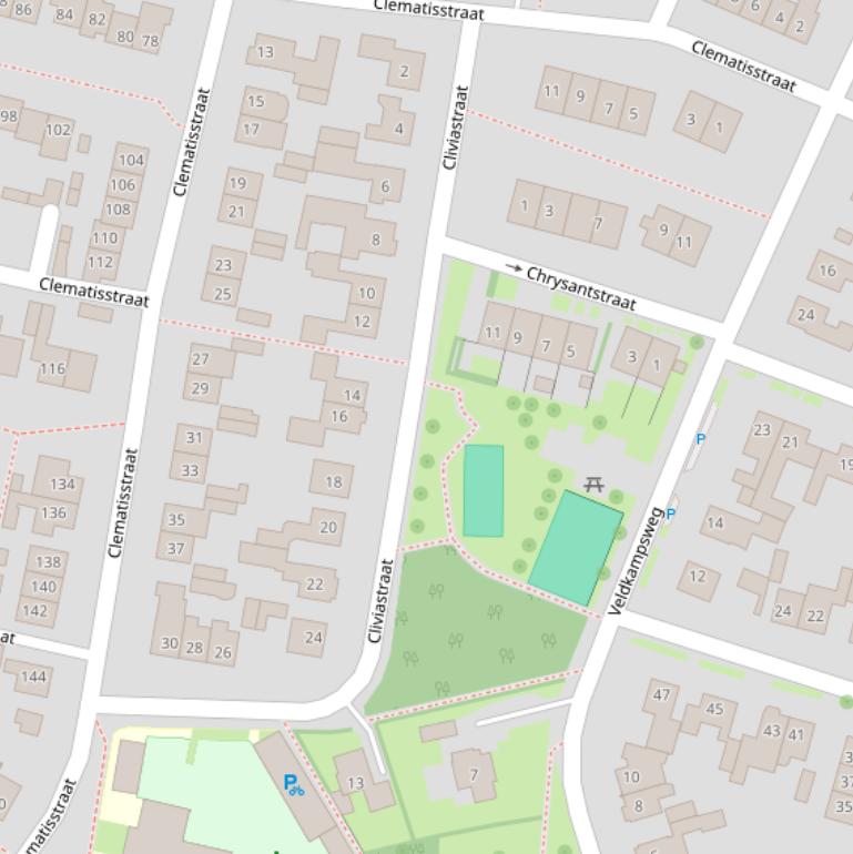 Kaart van de Cliviastraat.