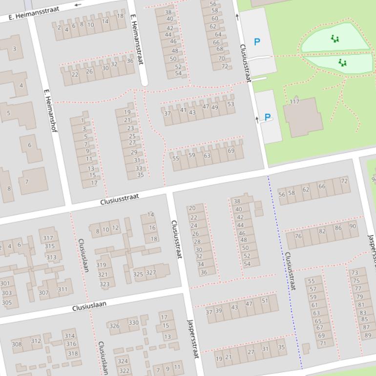 Kaart van de Clusiusstraat.