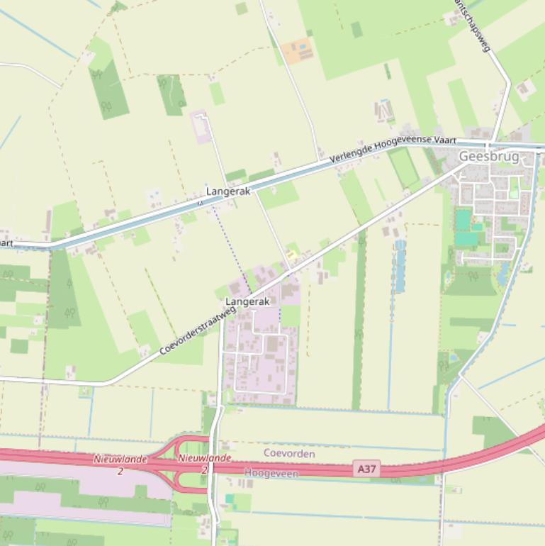 Kaart van de Coevorderstraatweg.