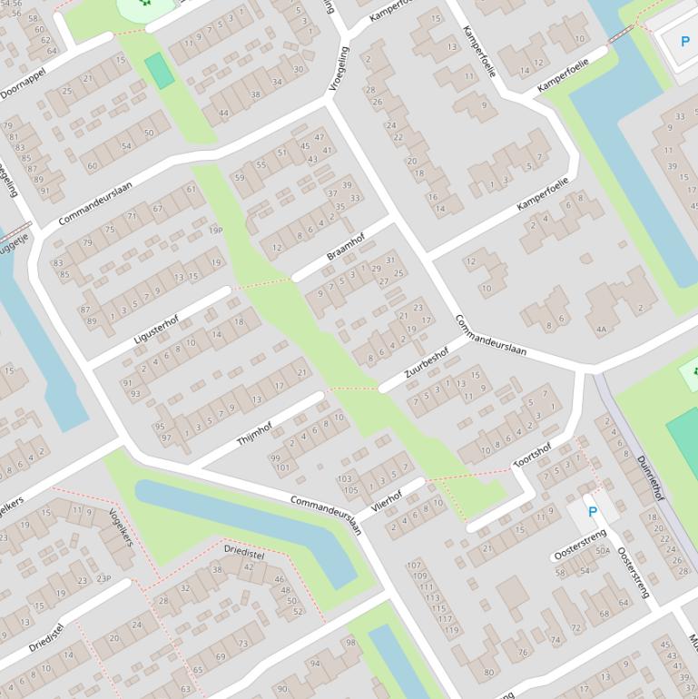 Kaart van de Commandeurslaan.