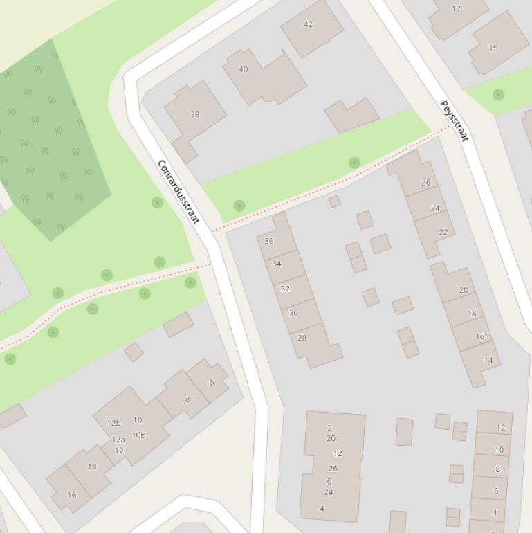 Kaart van de Conrardusstraat.