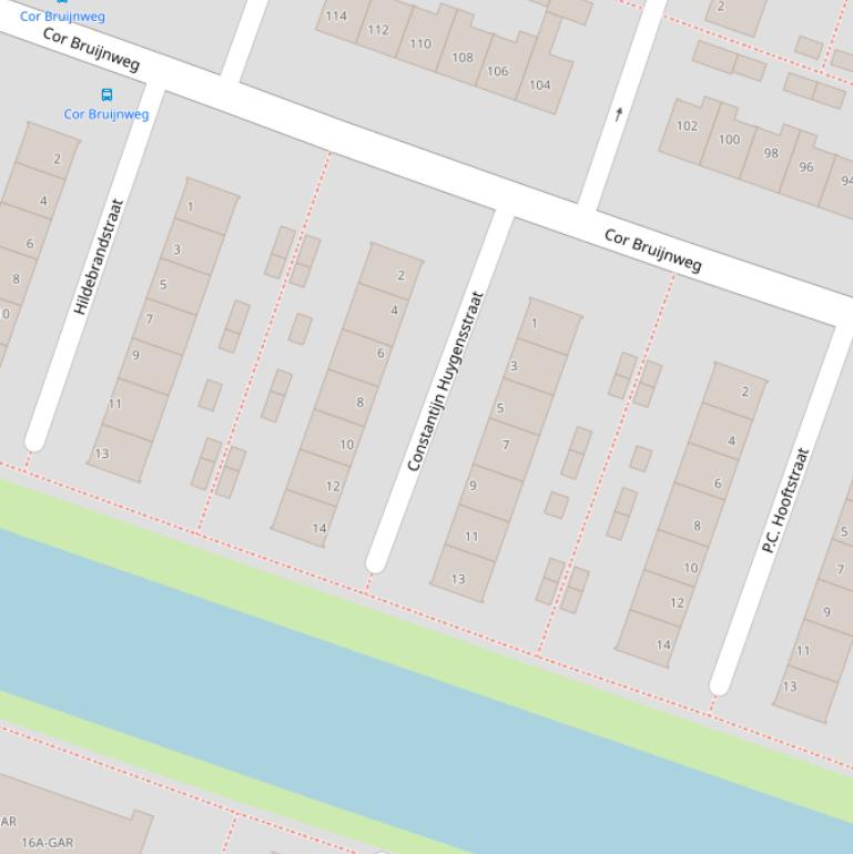 Kaart van de Constantijn Huygensstraat.