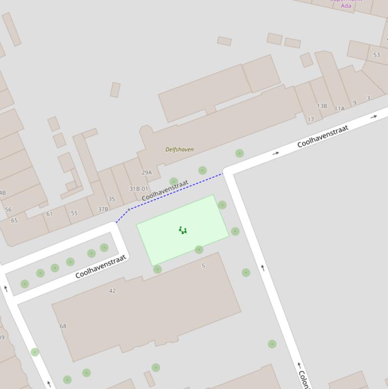 Kaart van de Coolhavenstraat.