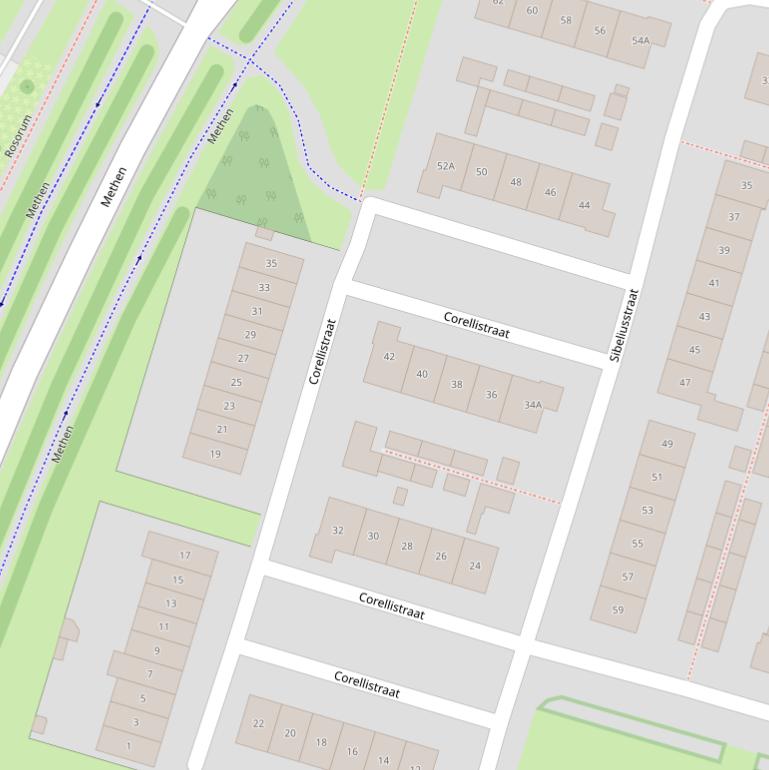 Kaart van de Corellistraat.