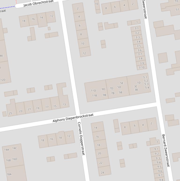 Kaart van de Cornelis Dopperstraat.