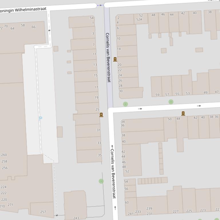 Kaart van de Cornelis van Beverenstraat.