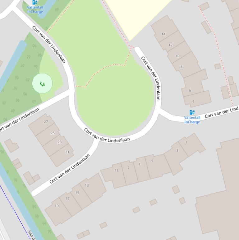 Kaart van de Cort van der Lindenlaan.