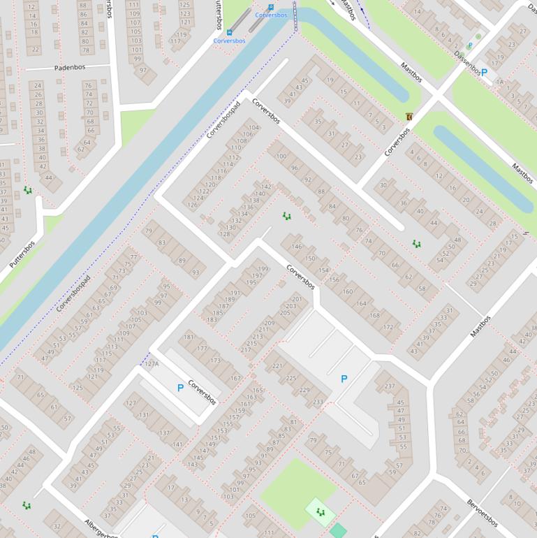 Kaart van het Corversbos.