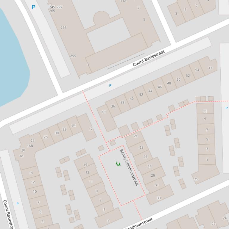 Kaart van de Count Basiestraat.