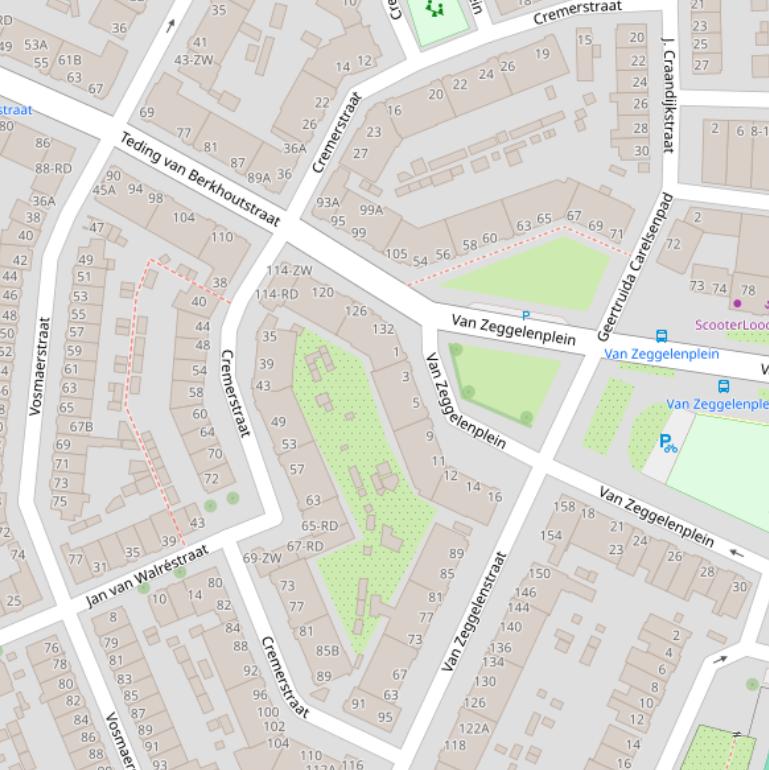 Kaart van de Cremerstraat.