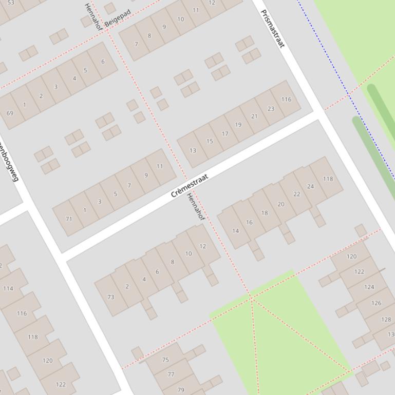 Kaart van de Crèmestraat.