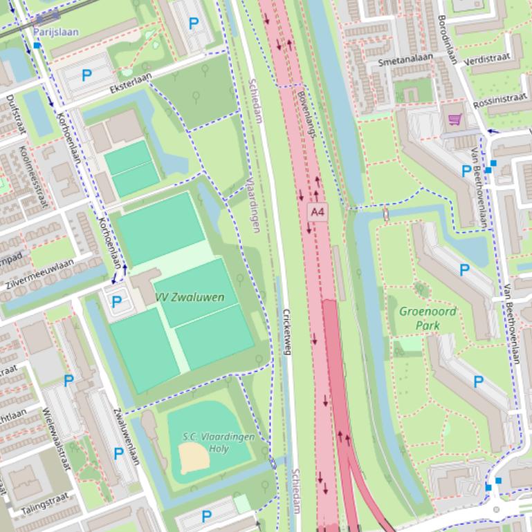 Kaart van de Cricketweg.