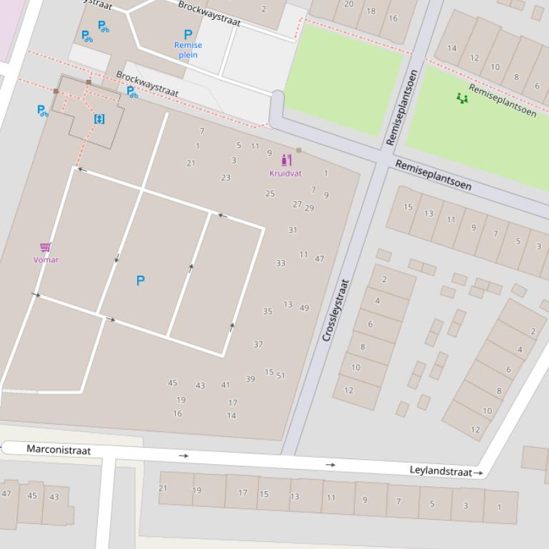 Kaart van de Crossleystraat.