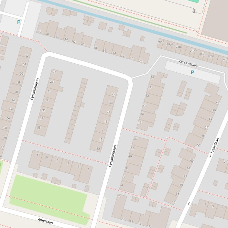 Kaart van de Cyclamenlaan.