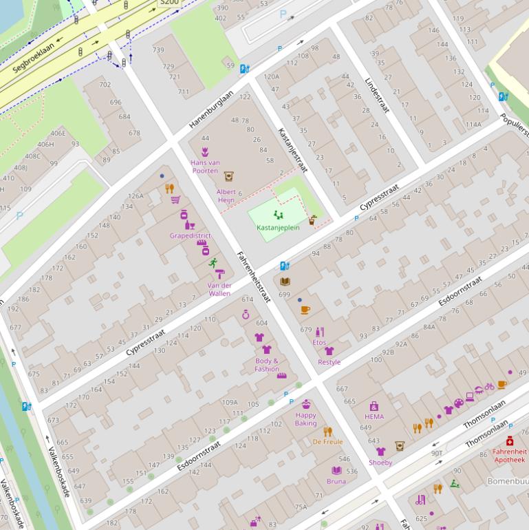 Kaart van de Cypresstraat.