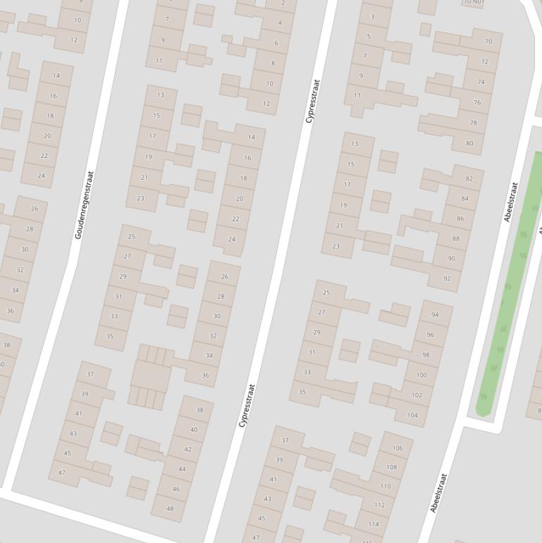 Kaart van de Cypresstraat.