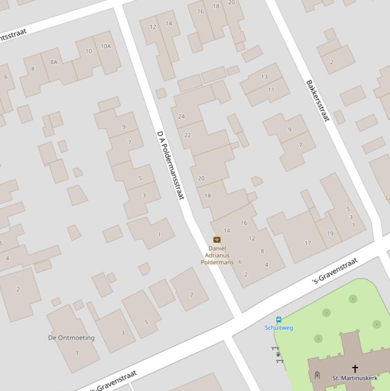 Kaart van de D A Poldermansstraat.