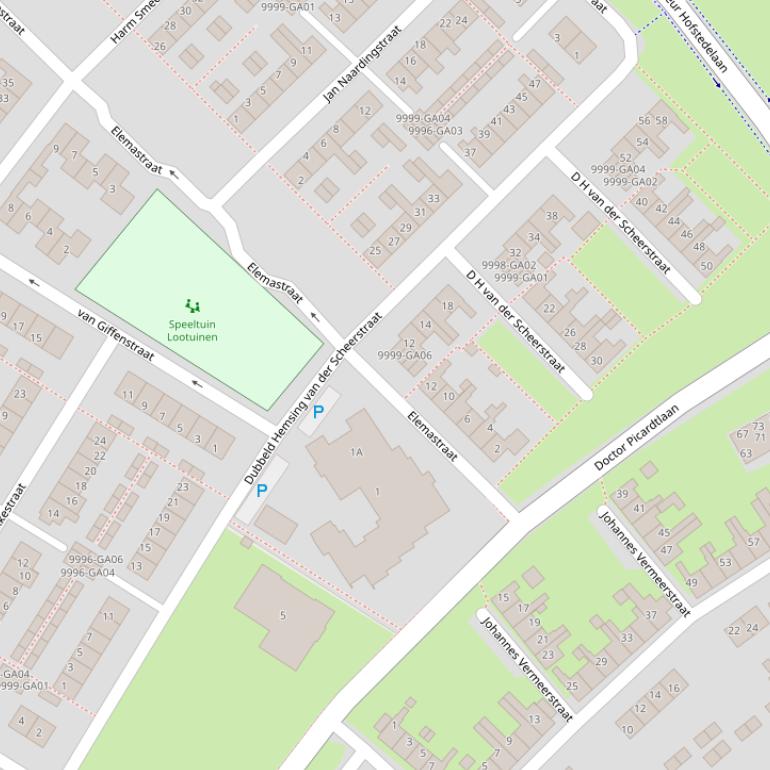 Kaart van de D H van der Scheerstraat.