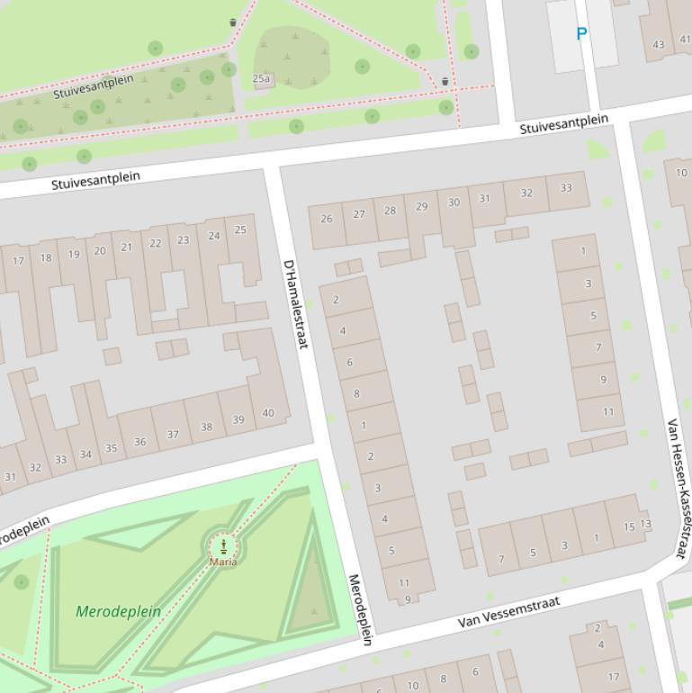 Kaart van de D’Hamalestraat.