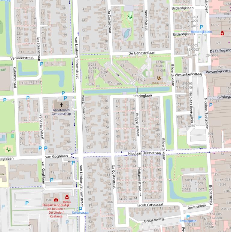 Kaart van de Da Costastraat.