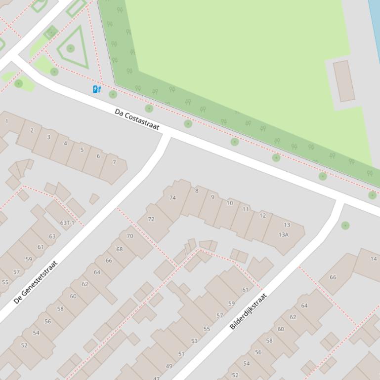 Kaart van de Da Costastraat.