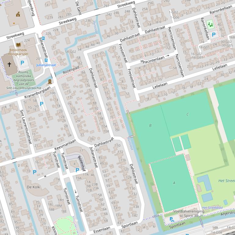 Kaart van de Dahliastraat.